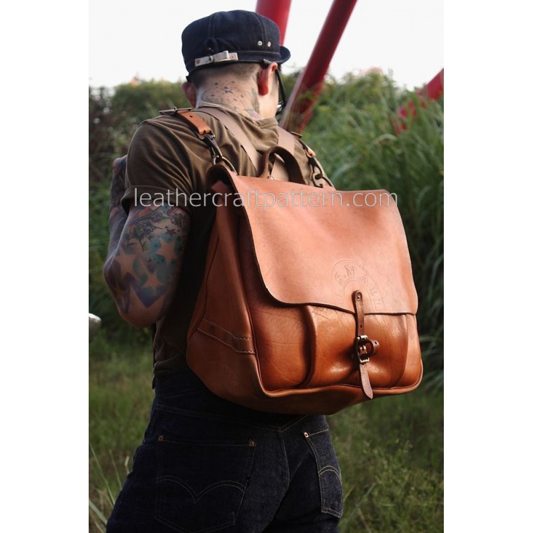 With instruction Leather Messenger bag pattern bag sewing pattern PDF