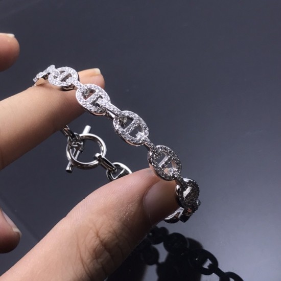 Hermes Chaine D'Ancre Enchainee diamond bracelet Hermes Chaine D'Ancre Enchainee diamond bracelet