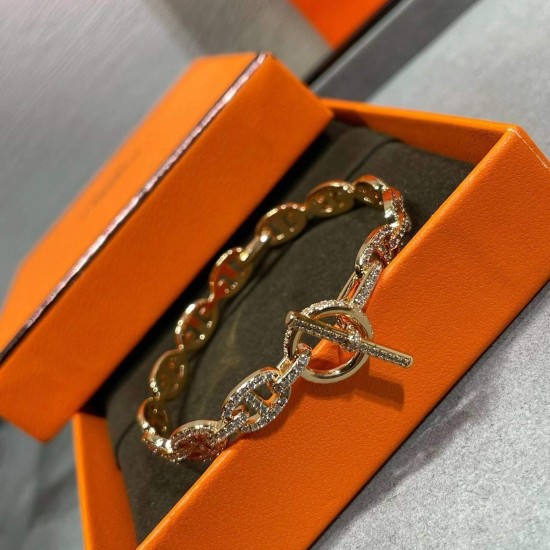 Hermes Chaine D'Ancre Enchainee diamond bracelet Hermes Chaine D'Ancre Enchainee diamond bracelet