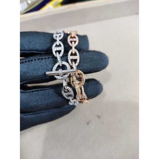Hermes Chaine D'Ancre Enchainee diamond bracelet Hermes Chaine D'Ancre Enchainee diamond bracelet