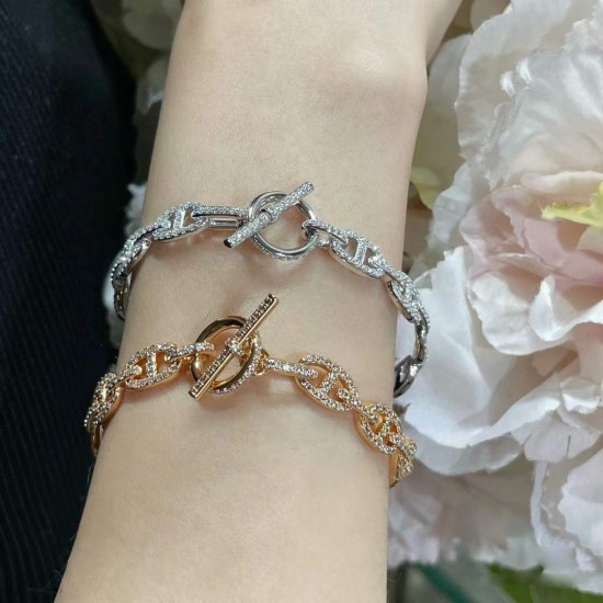 Hermes Chaine D'Ancre Enchainee diamond bracelet Hermes Chaine D'Ancre Enchainee diamond bracelet