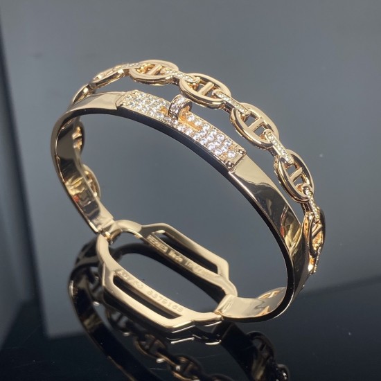 Hermes Collier De Chien CDC double tour diamond bracelet Hermes Collier De Chien CDC double tour diamond bracelet