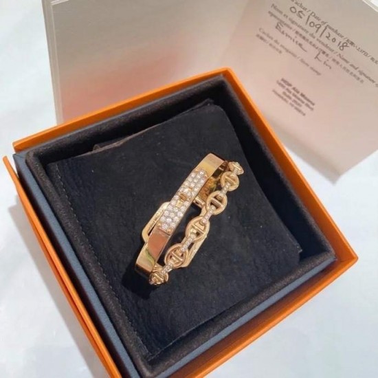 Hermes Collier De Chien CDC double tour diamond bracelet Hermes Collier De Chien CDC double tour diamond bracelet