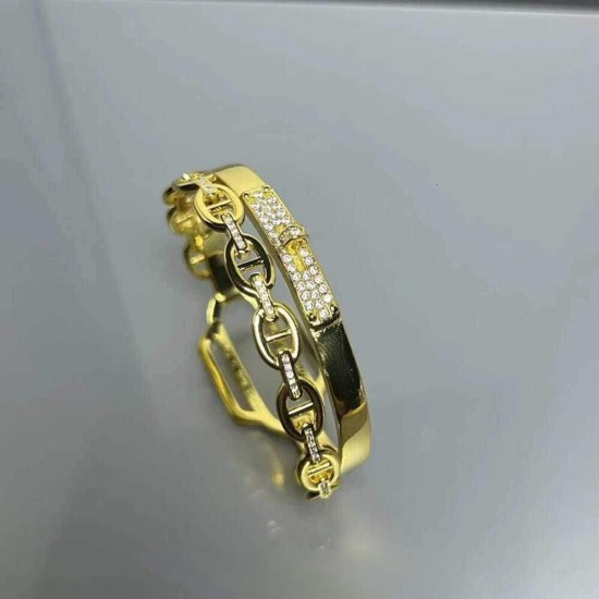Hermes Collier De Chien CDC double tour diamond bracelet Hermes Collier De Chien CDC double tour diamond bracelet