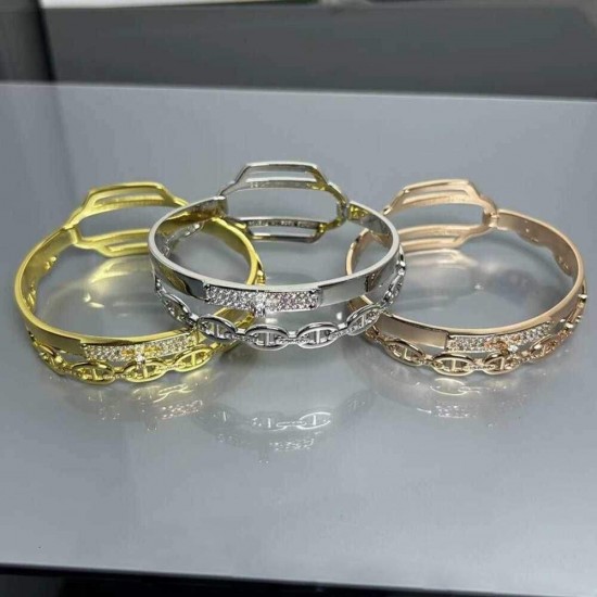 Hermes Collier De Chien CDC double tour diamond bracelet Hermes Collier De Chien CDC double tour diamond bracelet