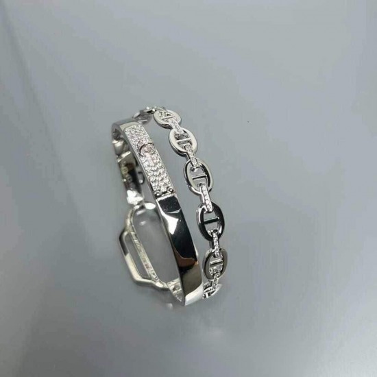 Hermes Collier De Chien CDC double tour diamond bracelet Hermes Collier De Chien CDC double tour diamond bracelet