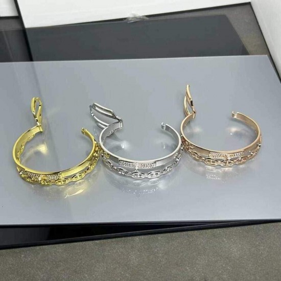 Hermes Collier De Chien CDC double tour diamond bracelet Hermes Collier De Chien CDC double tour diamond bracelet