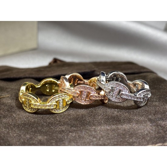 Hermes Chaine d'Ancre Enchainee diamond Ring Hermes Chaine d'Ancre Enchainee diamond Ring