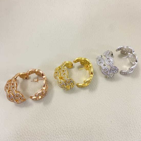 Hermes Chaine d'ancre Enchainee ear climber diamond earrings