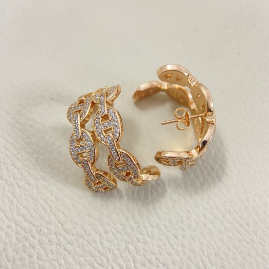 Hermes Chaine d'ancre Enchainee ear climber diamond earrings