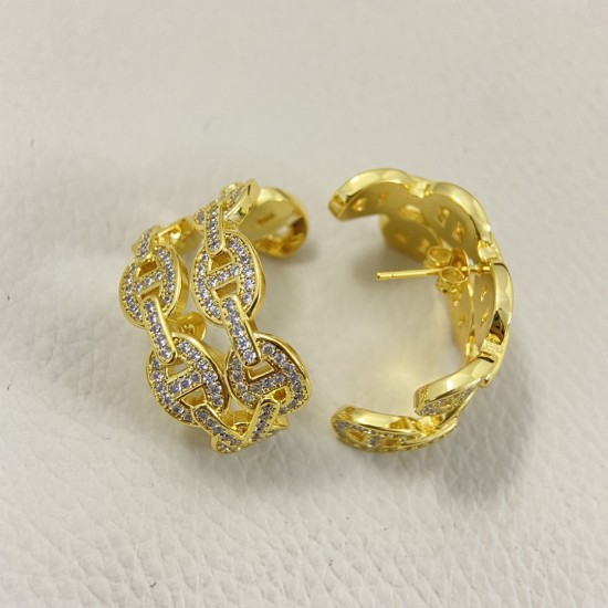 Hermes Chaine d'ancre Enchainee ear climber diamond earrings