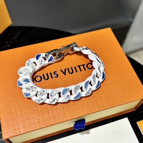 LV Chain links patches white bracelet