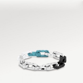 LV Monogram chain black white blue bracelet