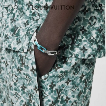 LV Monogram chain black white blue bracelet LV Monogram chain black white blue bracelet