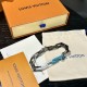 LV Monogram chain black white blue bracelet