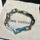 LV Monogram chain black white blue bracelet