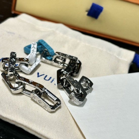 LV Monogram chain black white blue bracelet