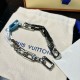 LV Monogram chain black white blue bracelet