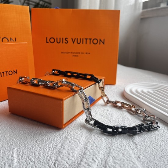 LV Monogram chain black rose gold necklace LV Monogram chain black rose gold necklace