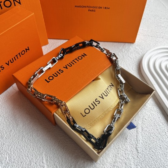 LV Monogram chain black rose gold necklace LV Monogram chain black rose gold necklace