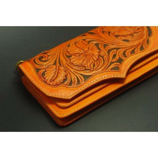 Laser cut Acrylic template, PMMA pattern, leathercraft long wallet template, with carving pattern, A-17