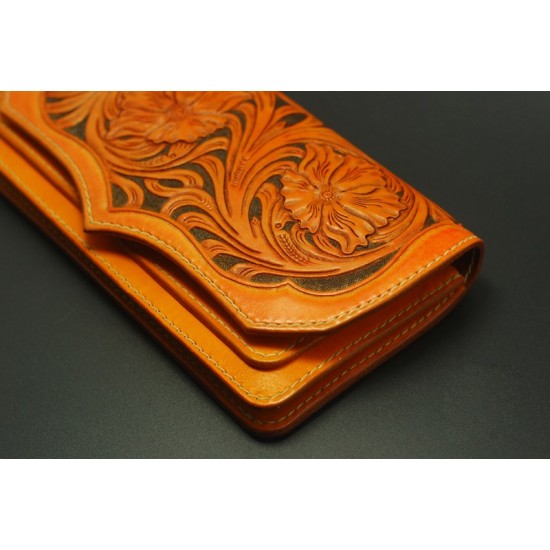 Laser cut Acrylic template, PMMA pattern, leathercraft long wallet template, with carving pattern, A-17