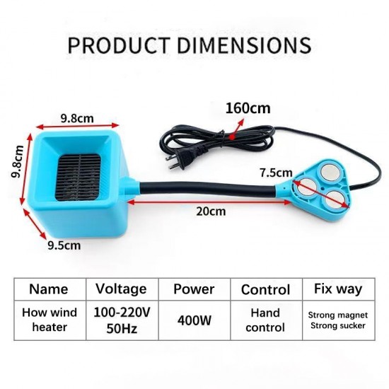 Sewing machine hot wind heater
