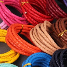 3mm, 4mm, 5mm, 6mm first layer cow skin braid leather cord, 5m/lot