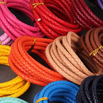 3mm, 4mm, 5mm, 6mm first layer cow skin braid leather cord, 5m/lot