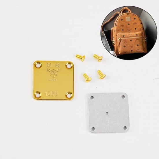 Bag repair hardware, MCM Visetos Stark nameplate and screws