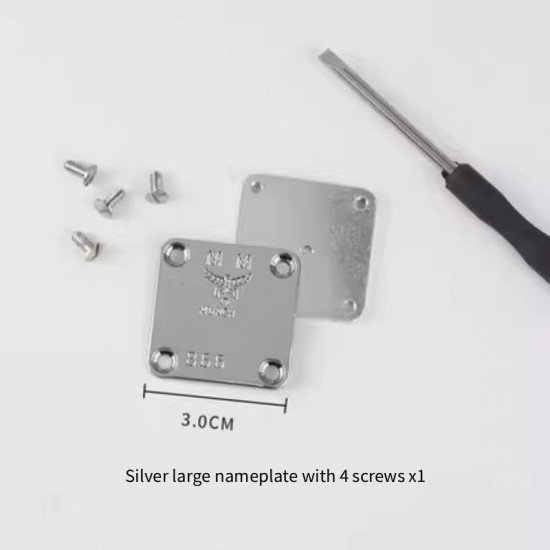 Bag repair hardware, MCM Visetos Stark nameplate and screws