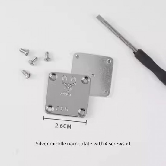 Bag repair hardware, MCM Visetos Stark nameplate and screws