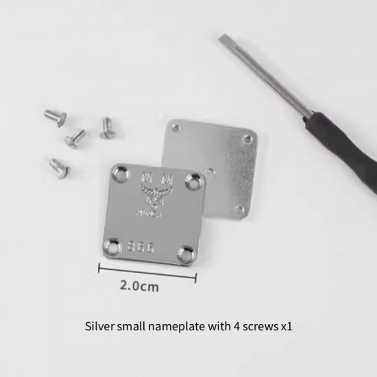 Bag repair hardware, MCM Visetos Stark nameplate and screws