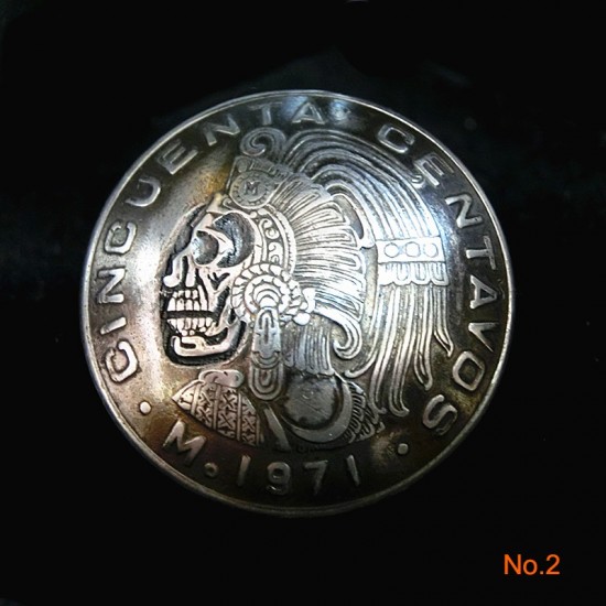 Free shipping hand carving coin Skull concho button