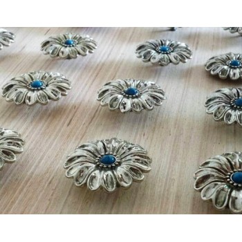 Leather concho, flower calaite button, leather supplies, leather wallet ornament