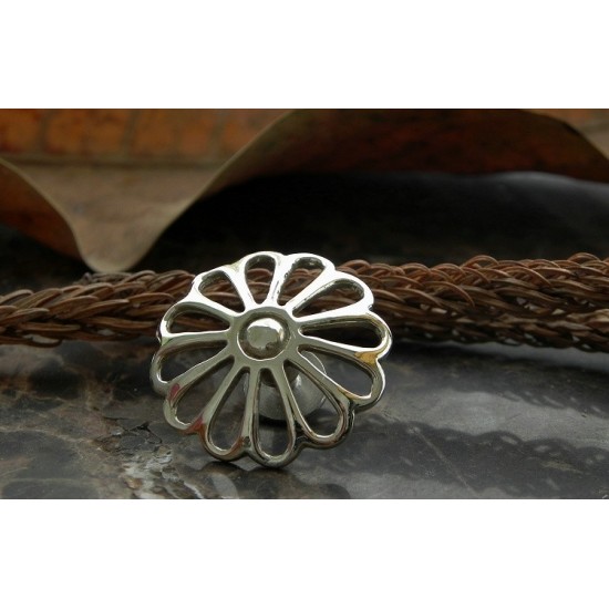Concho button - silver hollow chrysanthemum- Bracelet Accessory - Key Hook- Leathercraft Supplies- Leather craft Ornament Decoration