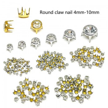 Round zircon‌ claw nail, 100pc/lot