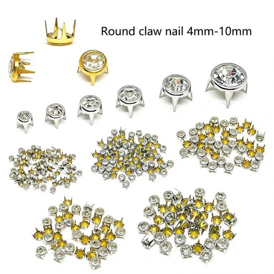 Round zircon‌ claw nail, 100pc/lot