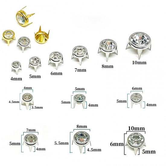 Round zircon‌ claw nail, 100pc/lot