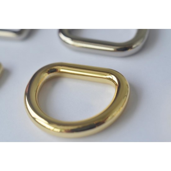 1pc/lot Gold and silver kirsite D ring, inner diameter 15mm, 20mm, 25mm
