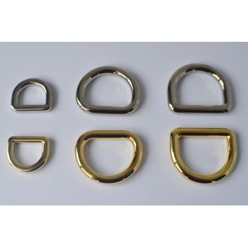 1pc/lot Gold and silver kirsite D ring, inner diameter 15mm, 20mm, 25mm