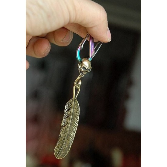 leather ornament pendant, leather traveler notebook decoration feather