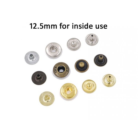 THK brass spring snaps, 12.5mm for outside and inside use, 144pk