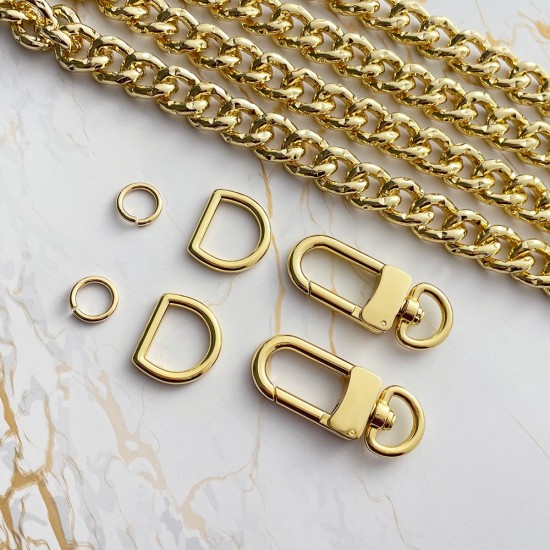 Aluminium-solid brass bag chain 13mm coach chain