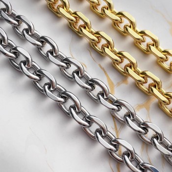 Stainless steel bag chain 8mm flat diamond chain