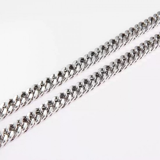 Stainless steel bag chain 8mm flat double weave chain