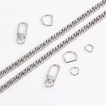 Stainless steel bag chain 8mm flat double weave chain