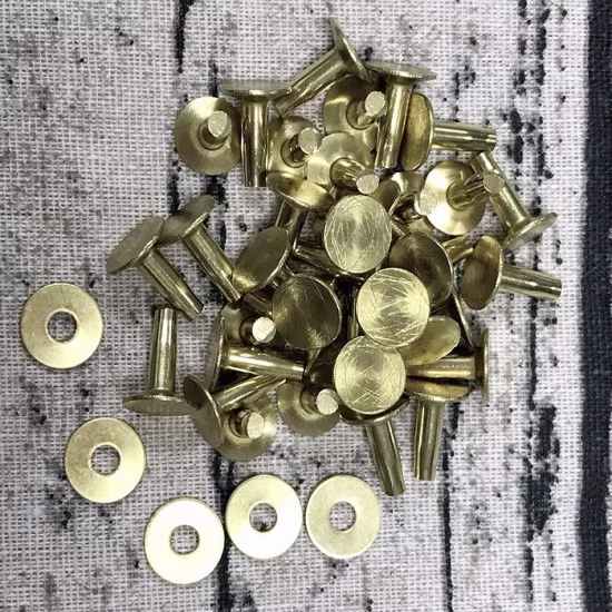 Buy your Rivets and burrs large brass (red) 12 mm, (rivet + burr
