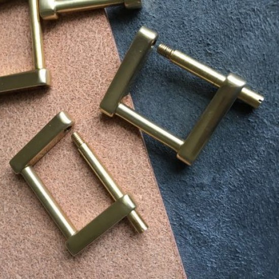 Solid brass screw bar square buckle, 2pc/lot