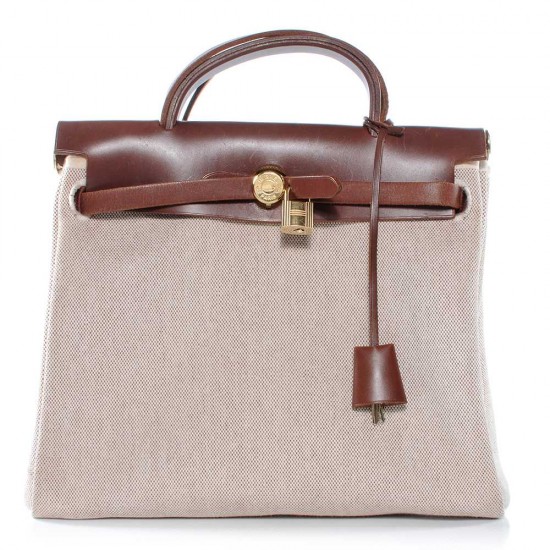 Hermes Herbag toile linen weave fabric Hermes Herbag toile linen weave fabric